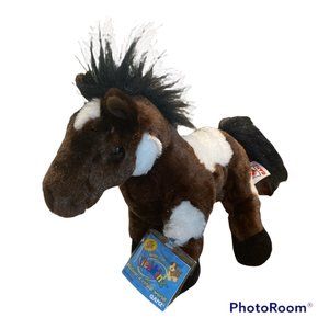 GANZ WEBKINZ HM147 Pinto Pony Horse Sealed Code 9" Brown White Black Plush